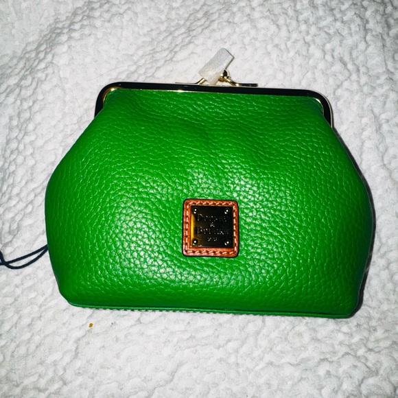 Dooney & Bourke Bright Green Leather kiss lock/kisslock coin purse/ZR407 - Picture 5 of 9